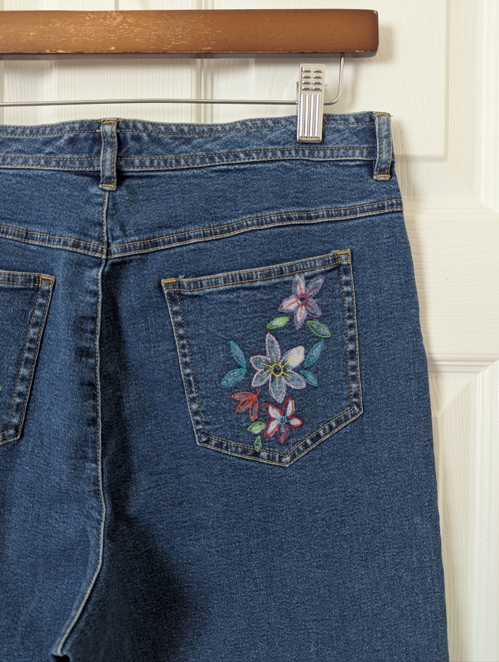 Real Clothes by Saks Fifth Avenue 90's Vintage Floral Embroidered Jeans Blue 10P - Picture 12 of 13